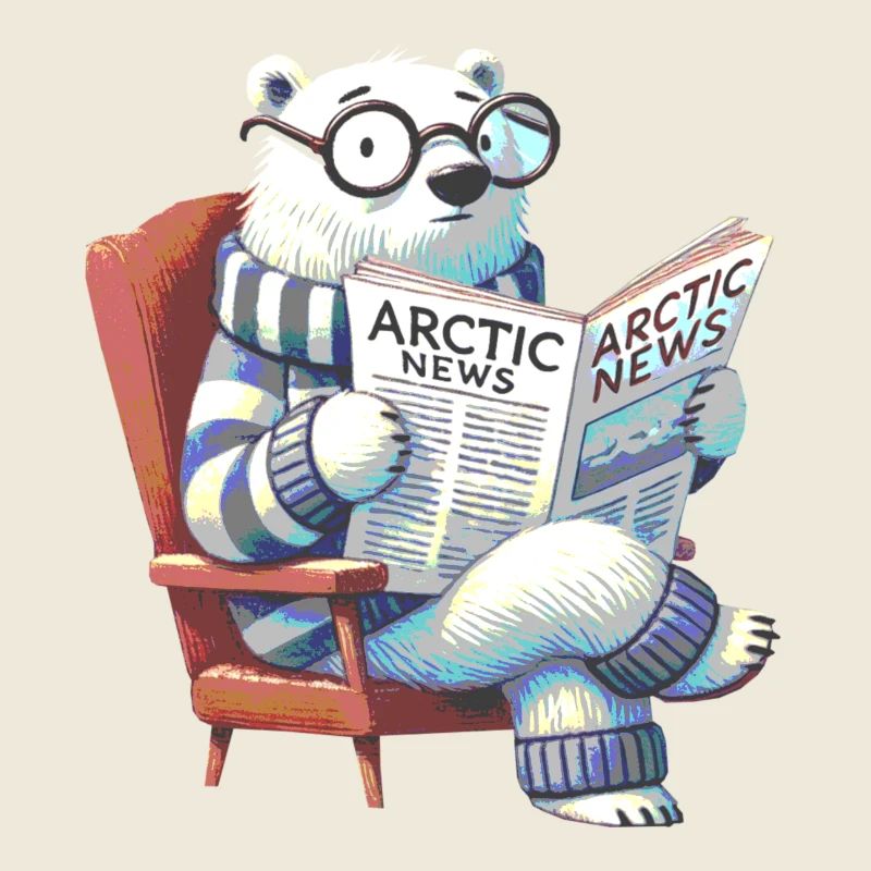 Eisbär liest Zeitung