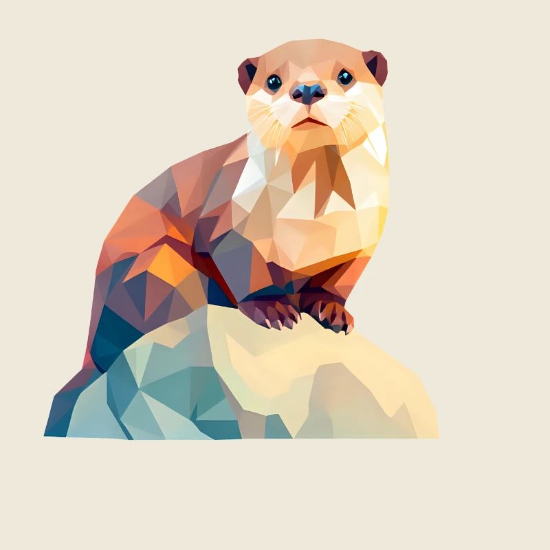Playful Otter on Rugged Rock