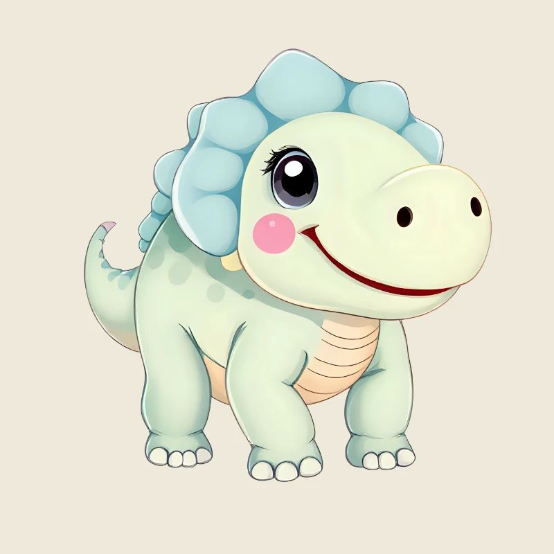 Dinosaure de dessin animé mignon avec un sourire amical