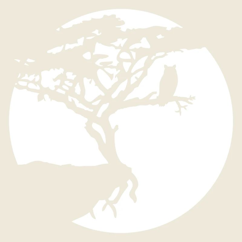 Baum Eule Vogel Mond Klippe Rund Nacht Silhouette