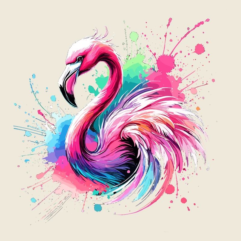 Flamant rose aquarelle coloré