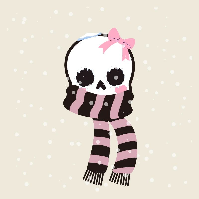 Cute freezing skeleton with cute ribbon