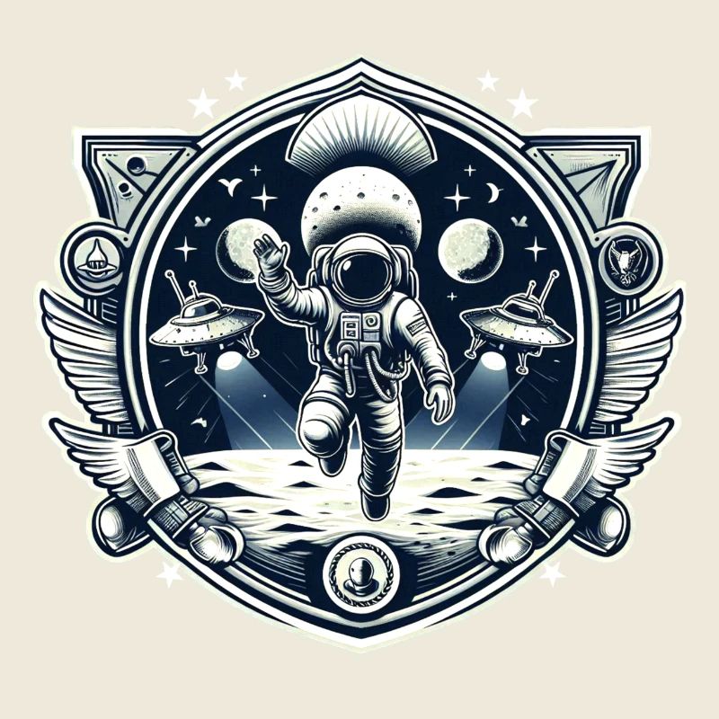 Astronaut Mond UFO Logo