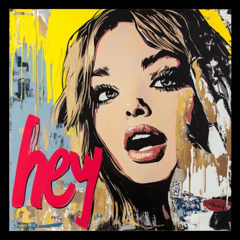 HEY greeting in red pop art