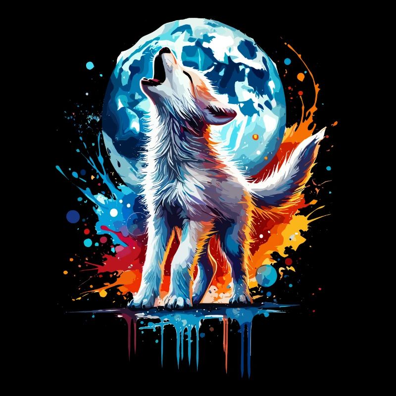 Petit loup aquarelle coloré