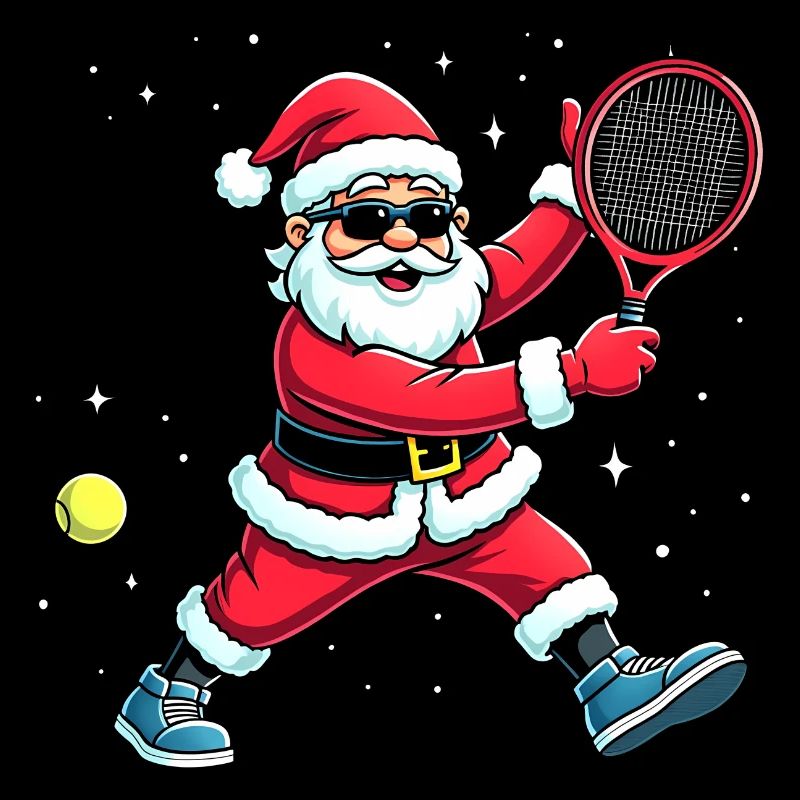 Weihnachtsmann spielt Tennis