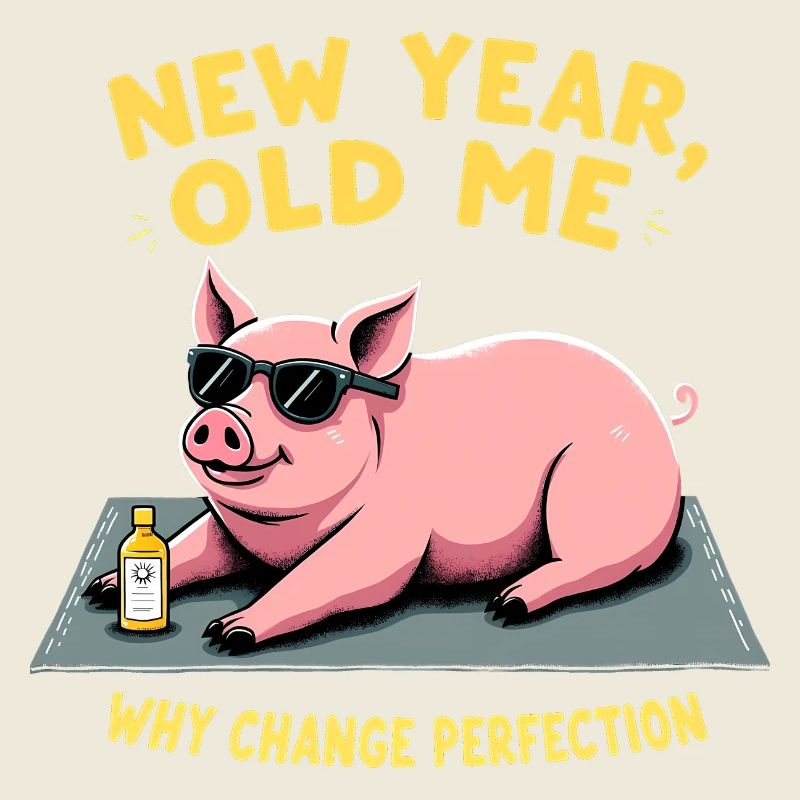 New Year I Funny Joke Pig Relaxing