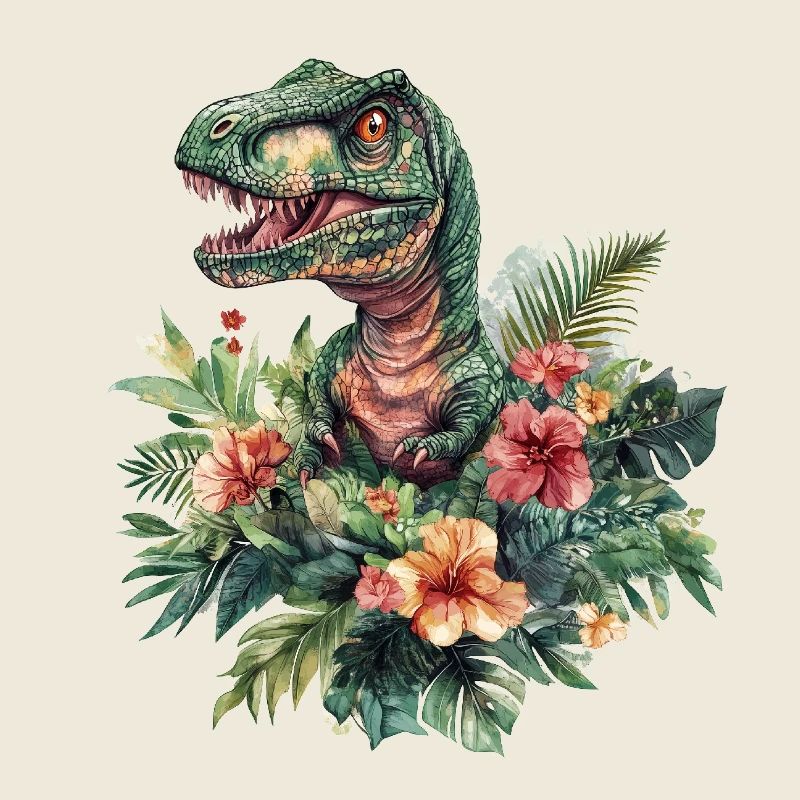 T-Rex entre les fleurs