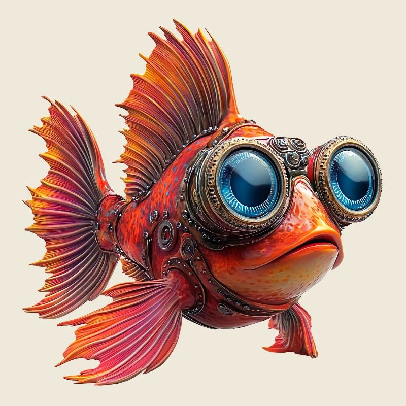 Funny fish in diving suit