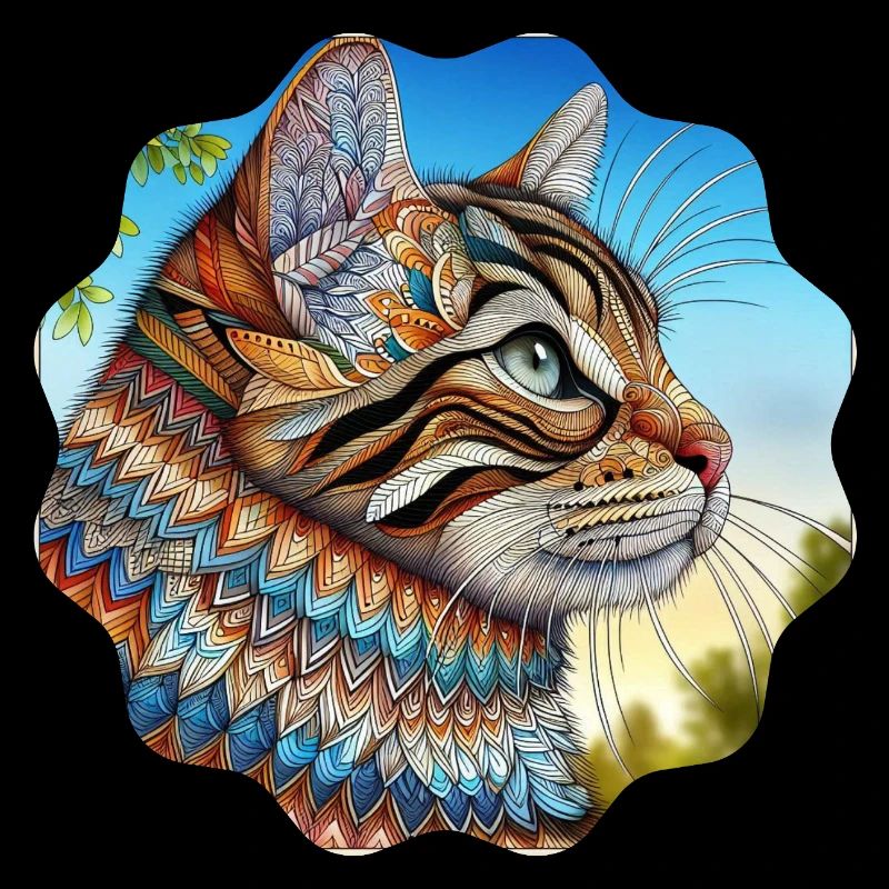 Photo de chat de conception AI avec motif de mandala astucieux