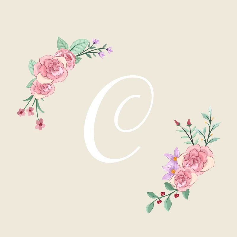 Rosa Blumenbuchstabe c