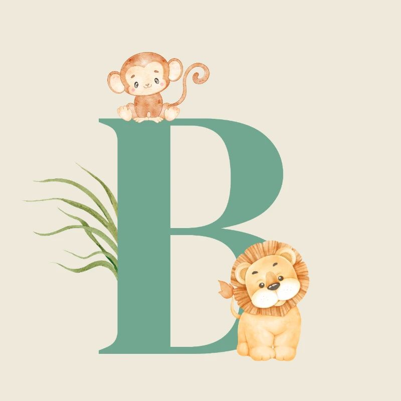 Letter b green jungle animals