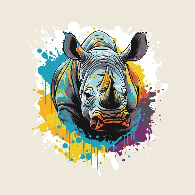 Nashorn Tier Pop Art Kopf