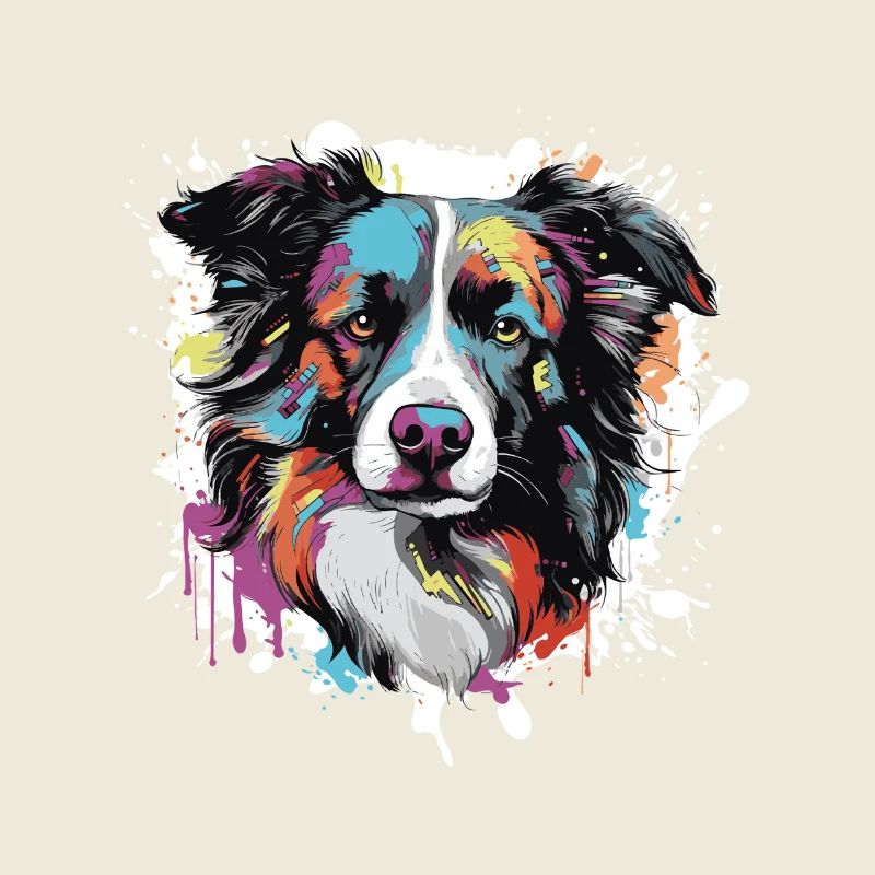 Border Collie Hund Tier Pop Art Kopf
