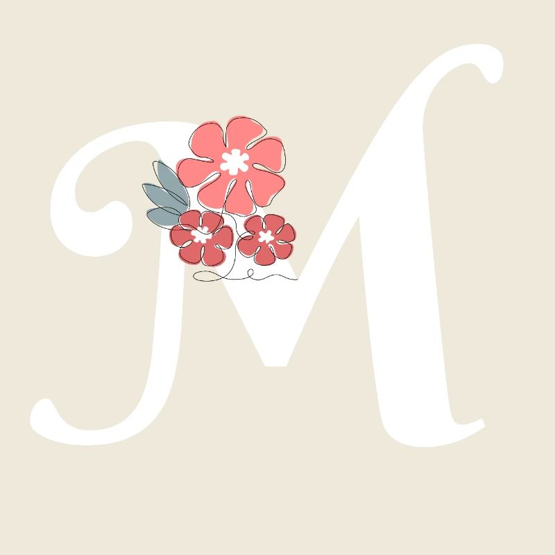 Buchstabe m minimalistische Blumen