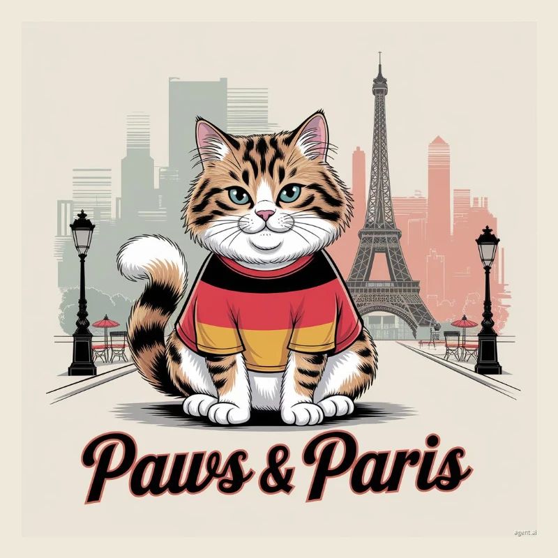 Fluffy Cat in Germany Tee at Eiffel Tower
