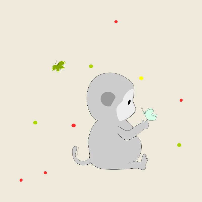 Le petit singe et les papillons