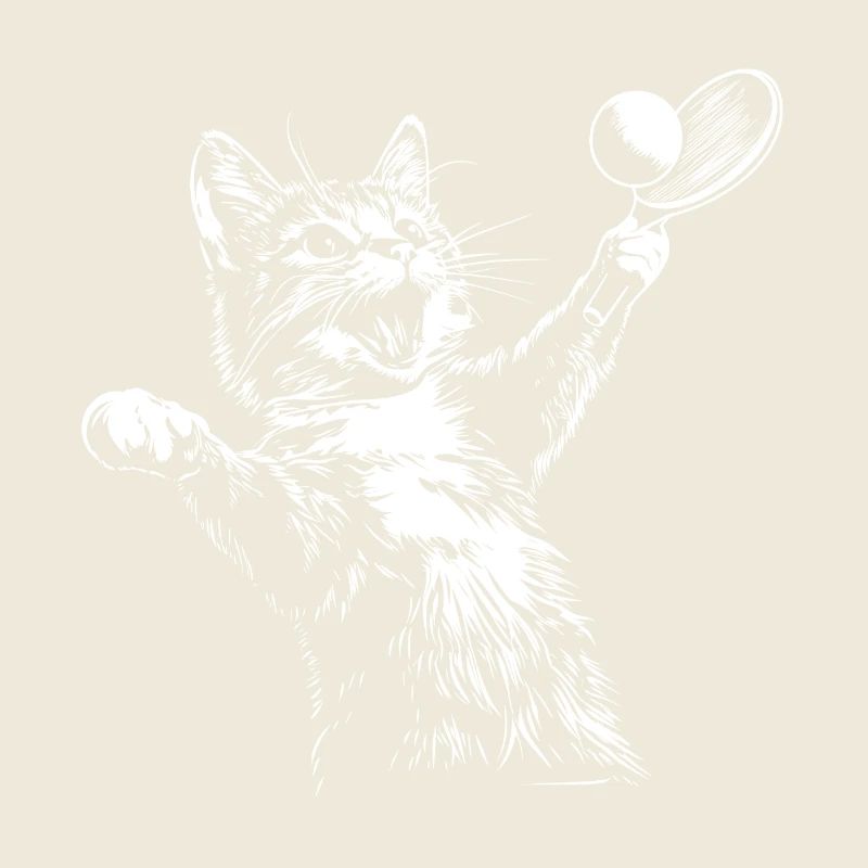 Lustig Tischtennis Ping Pong Katze