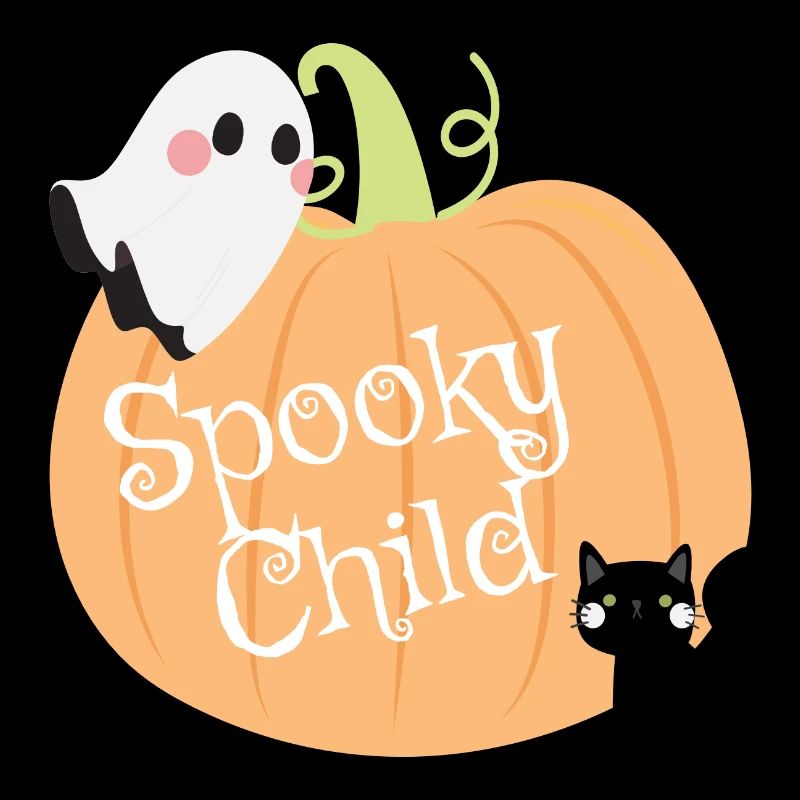 Spooky Child – Halloween Kürbis, Geist & Katze