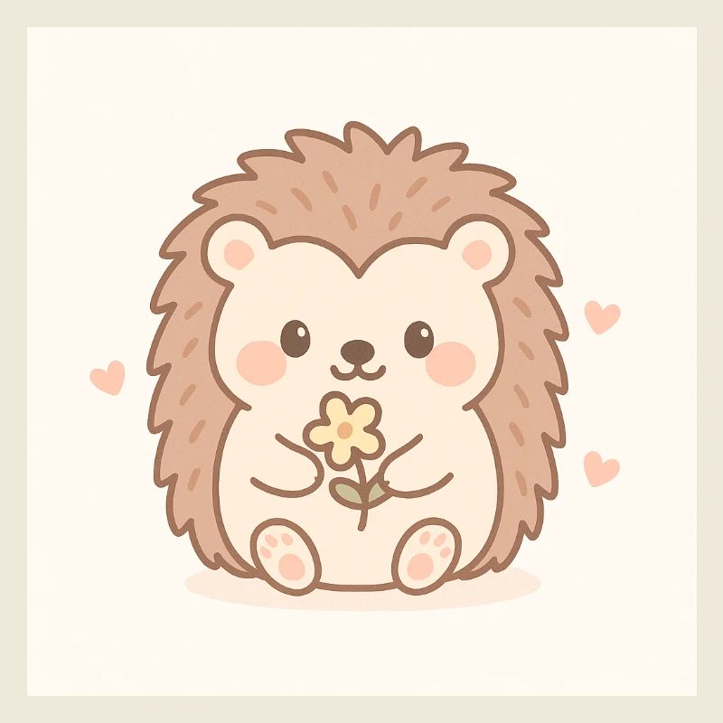 Kawaii Igel im Pastellstil