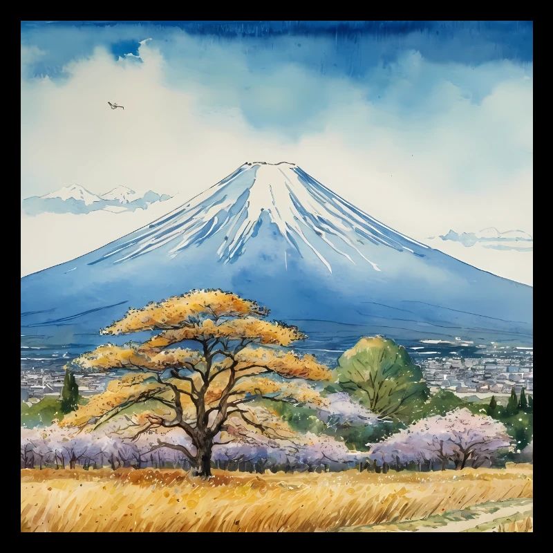 Vue printanière du Fuji