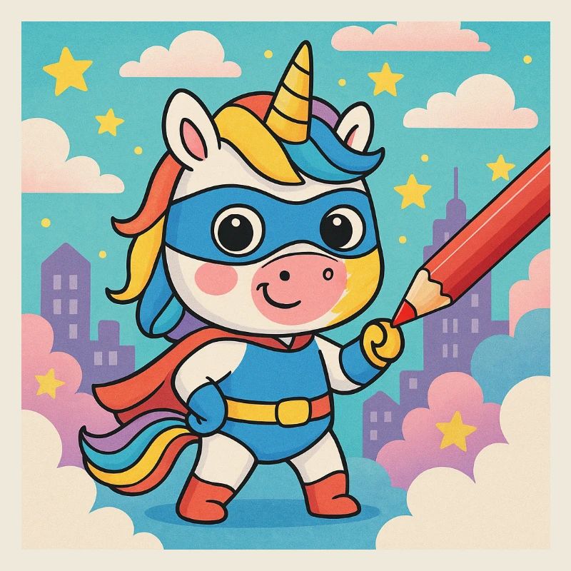 Superheld Einhorn in der Farbenwelt