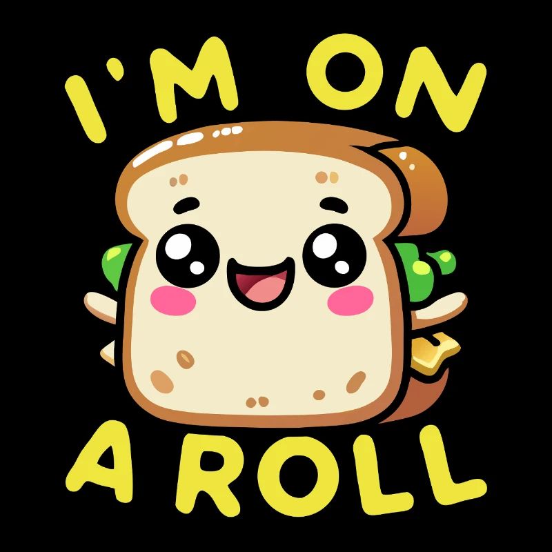 Kawaii Chibi Sandwich – I'm on a Roll Fun Food Pun