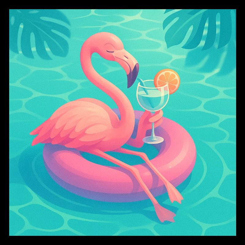 Flamant Rose Chill – Vacances à la Piscine