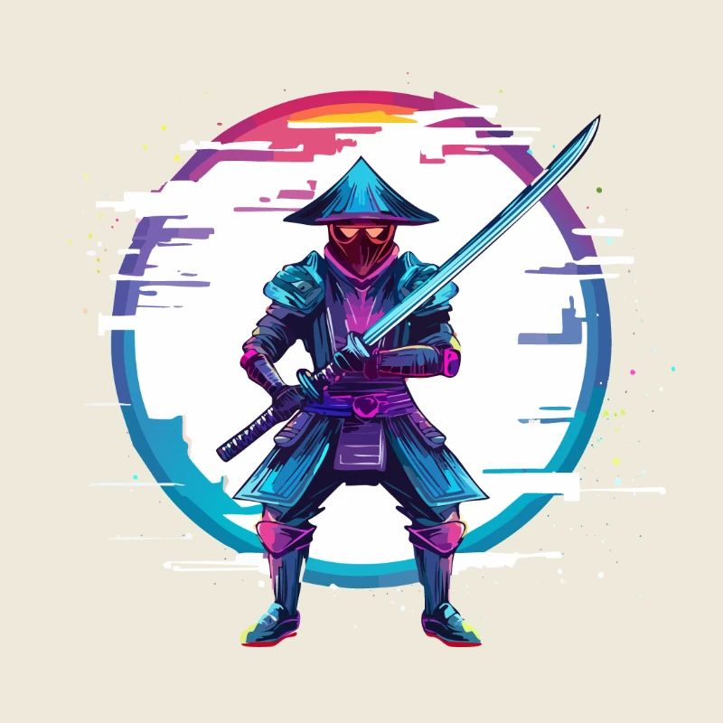 Cyberpunk Glitch Samurai