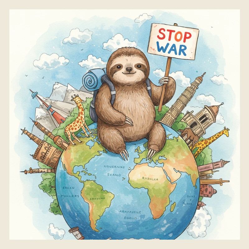 Faultier Wanderer Stoppt den Krieg