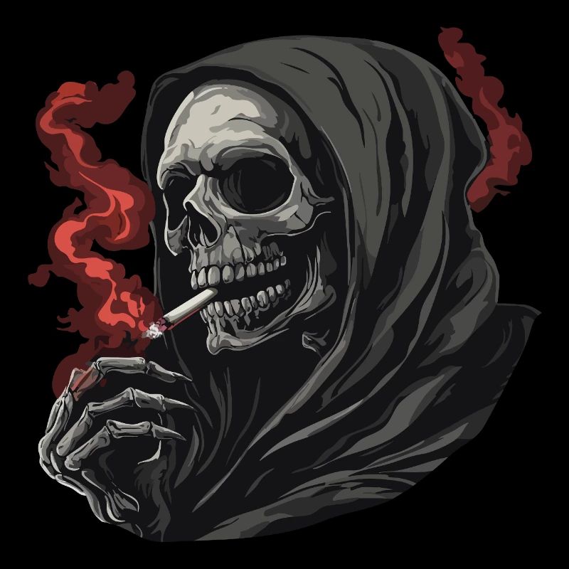 Grim Reaper avec une cigarette.
