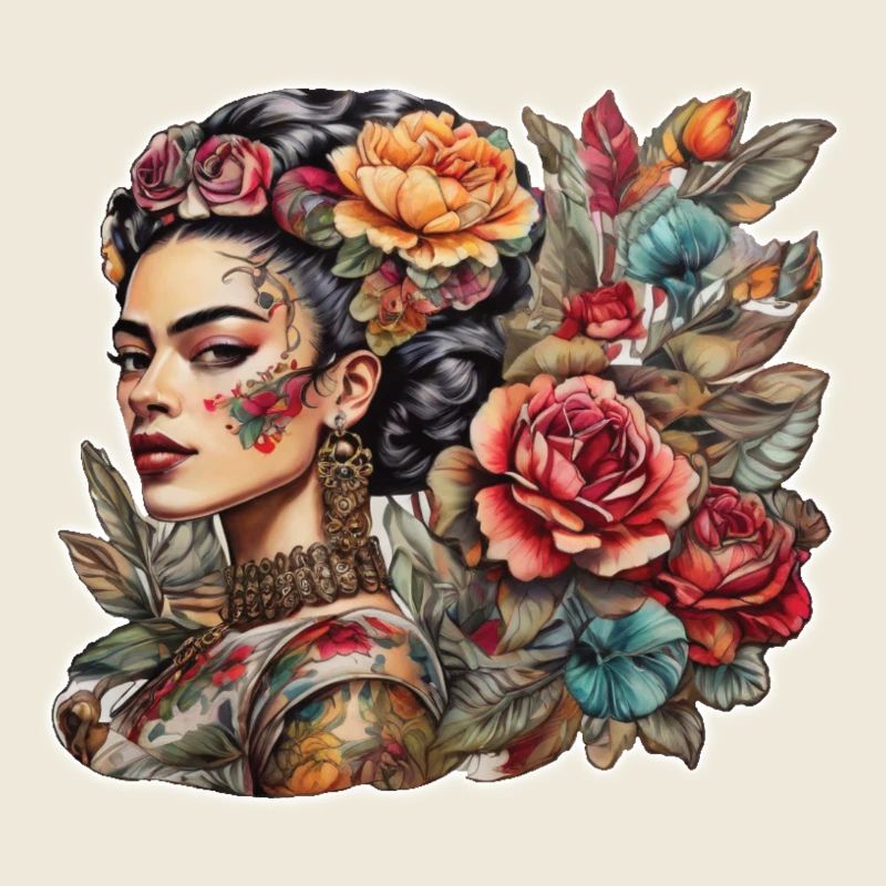Mexiko Frau Volklore Tattoo