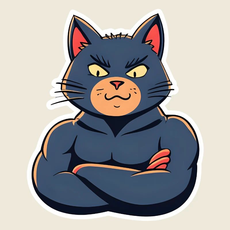 Cat with Muscles-Funny Comic Design