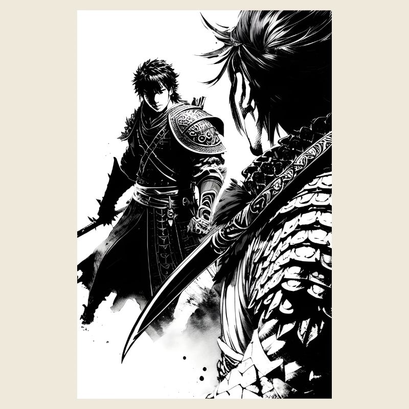 Samurai Schwarz und Weiß Design