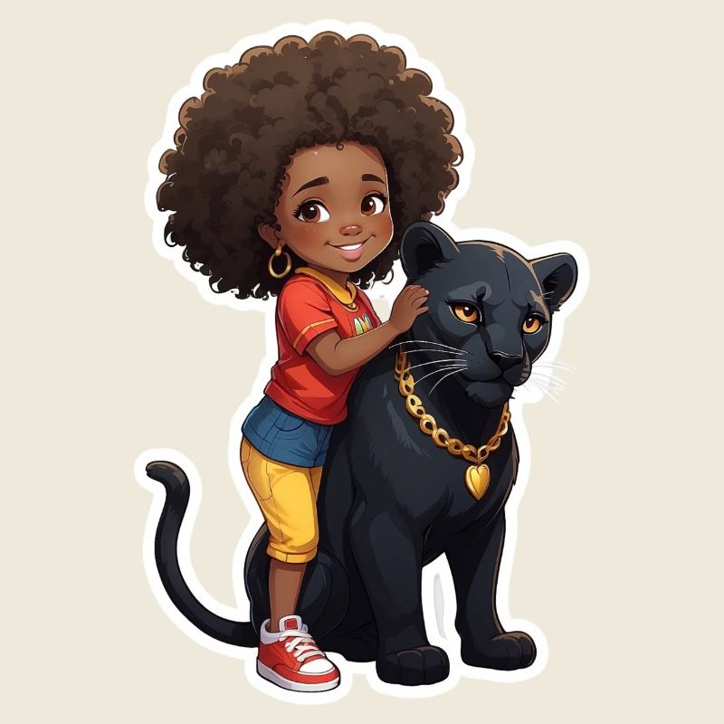 Kinder mit schwarzem Panther