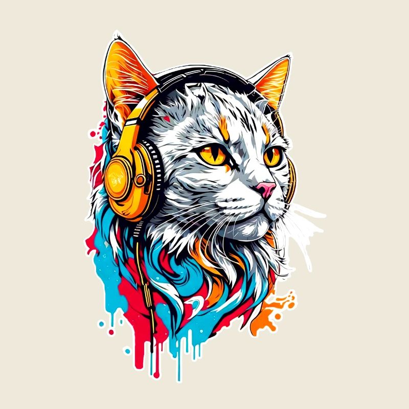 Le chat écoute de la musique