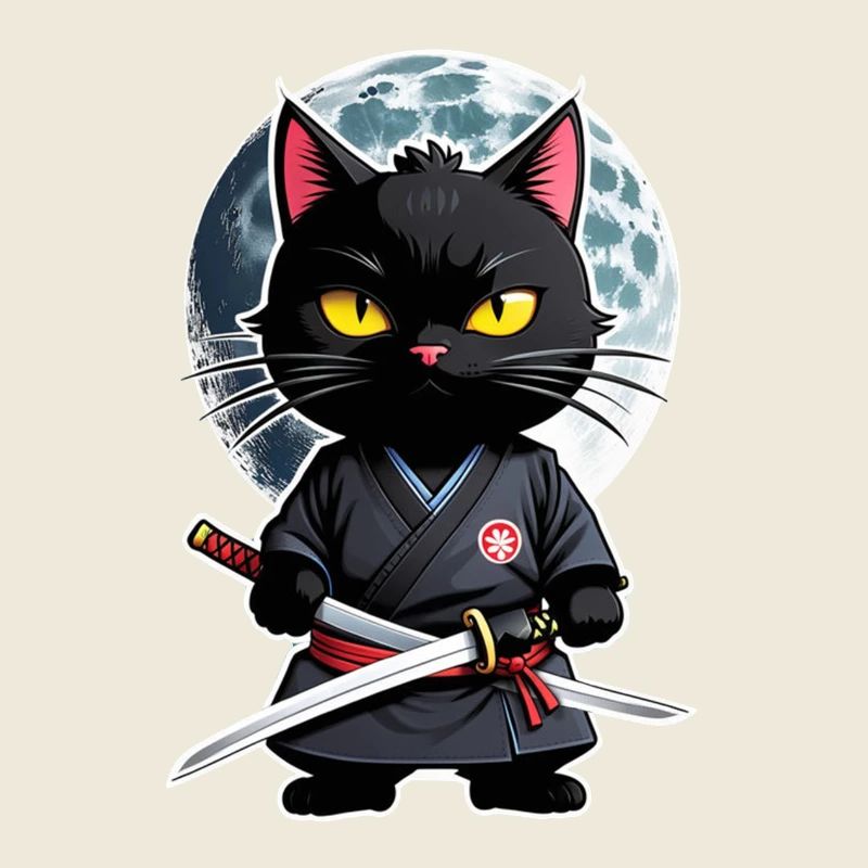 chat ninja - chaton samourai