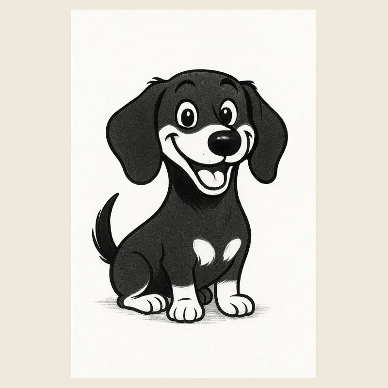 Teckel heureux noir et blanc