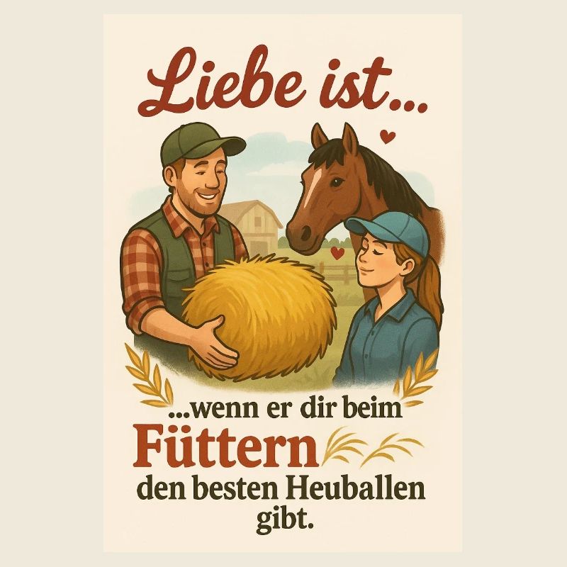 Liebe ist beim Füttern des Heuballen