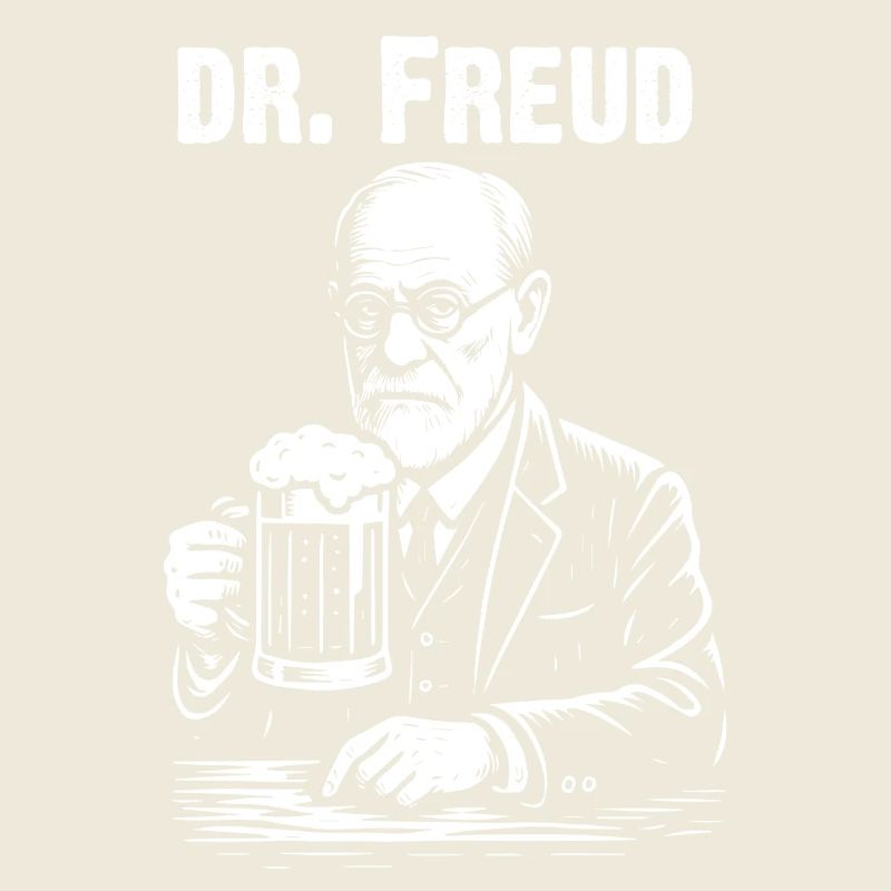Dr. Freud with Beer Illustration