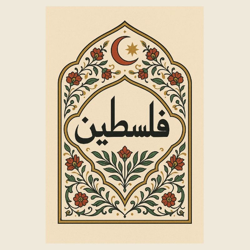 Palestinian Calligraphy with Floral Pattern