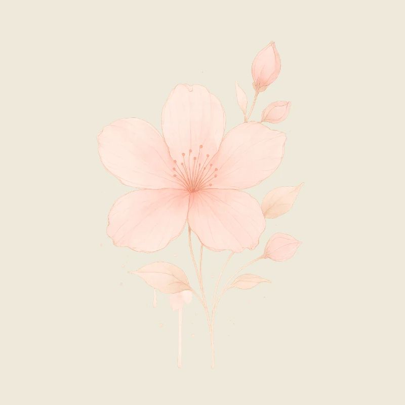 Pêche Fleurs Roses Aquarelle