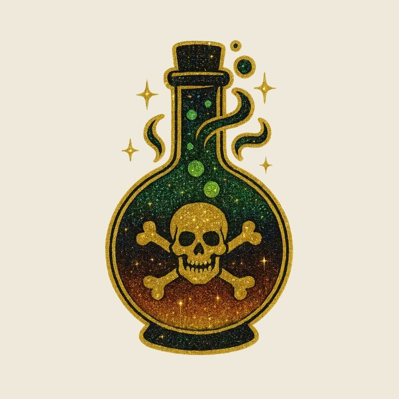 Halloween Poison Bottle | Glittering Skull Vial