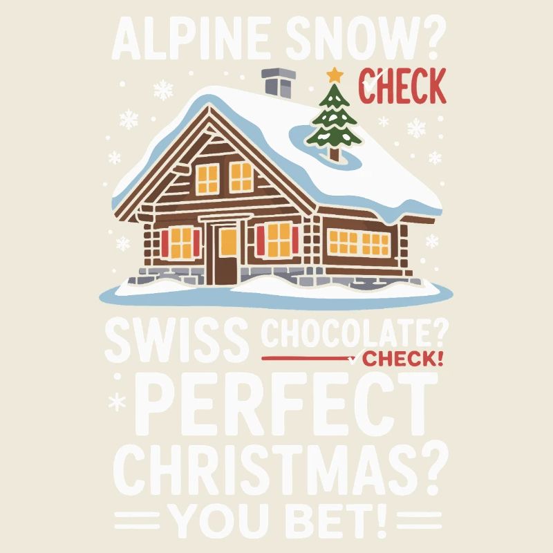 Chalet alpin de Noël avec neige et chocolat