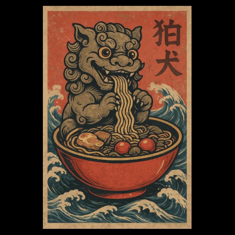 Ukiyoe FuDog Noodle Wave
