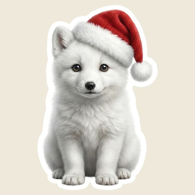 White arctic fox in deep snow