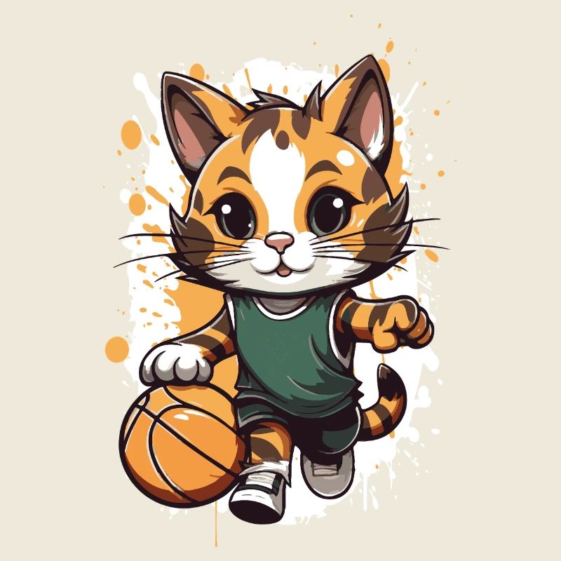 Chaton dans un match de basket