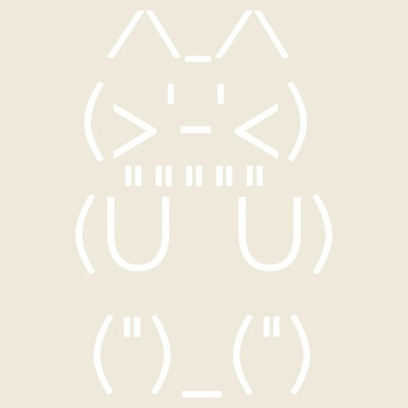 Chat Kawaii en Traits Blancs sur Noir