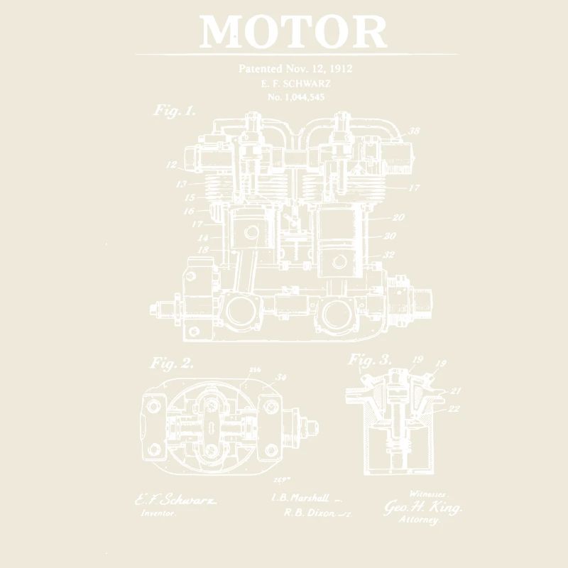 Vintage Engine Patent Blueprint