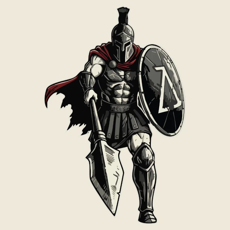 Veteran Spartan Combat Spear Shield Mascot